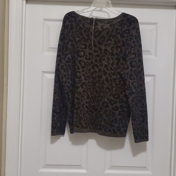 Chico's black gold leopard print sweater - Picture 2 of 11